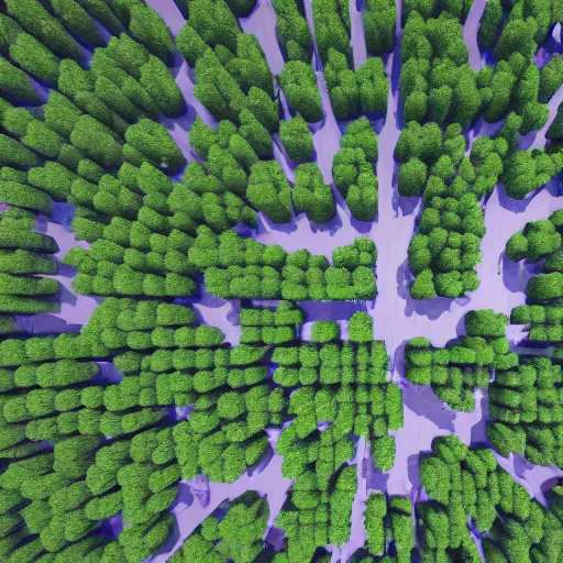 Prompt: a city made out of trees, surreal, 4k