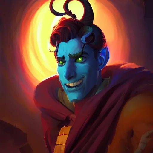 Prompt: handsome tiefling portrait, maya ali mage, gloomhaven, dynamic lighting, gaudy colors, octane render aesthetic, matte painting concept art, official fanart behance hd artstation by jesper ejsing, by rhads and makoto shinkai and lois van baarle and ilya kuvshinov and rossdraws