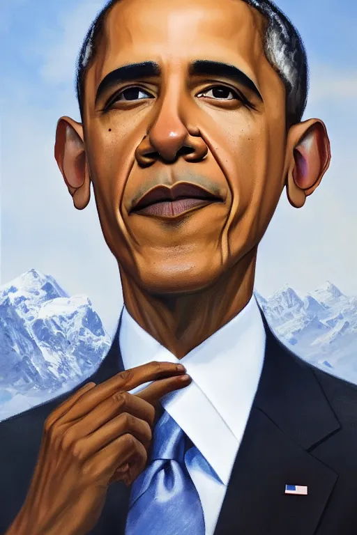 Image similar to obama nervously standing next to a mountain made of papers, oil on canvas, intricate, portrait, 8 k highly professionally detailed, hdr, cgsociety
