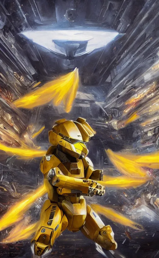 Image similar to zapdos pokemon playing as master chief, oil on canvas, intricate, 8 k highly professionally detailed, hdr, cgsociety