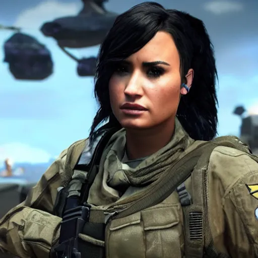 Prompt: Demi Lovato in Call of Duty, 4k