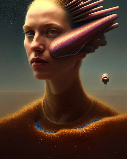 Prompt: a hyper - detailed 3 d render like an oil painting of dreambotmothership's self portrait, surreal concept art, lifelike, photorealistic, digital painting, aesthetic, smooth, sharp focus, artstation hd, by greg rutkowski, bruce pennington, valentina remenar and asher duran,