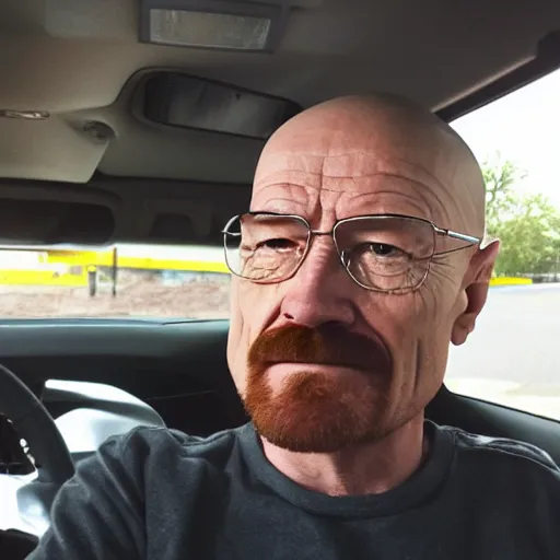 Image similar to walter white at a mcdonalds drive thru