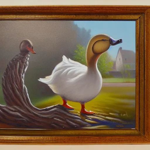 Image similar to a duck on the prowl oil painting oleg shuplyak