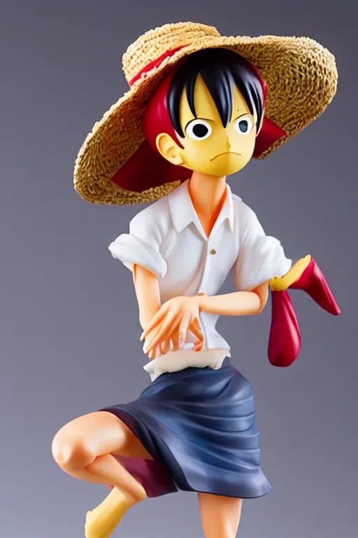 Image similar to figurine of luffy wearing an elegant summer blouse, personification, official store photo, commercial photo, featured on amiami, lovecraftian, 8 k, 8 5 mm, beautiful composition