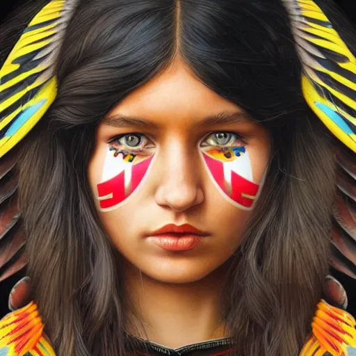 Image similar to London city portrait, native American girl, Pixar style, by Tristan Eaton Stanley Artgerm and Tom Bagshaw.