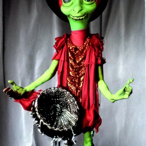 Image similar to et the alien dressed as flamenco gypsy