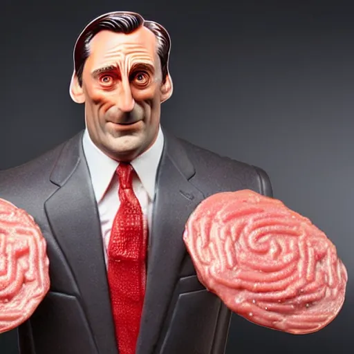 Prompt: uhd photorealistic statue of john hamm made entirely of spam. spasm john hamm. correct face.