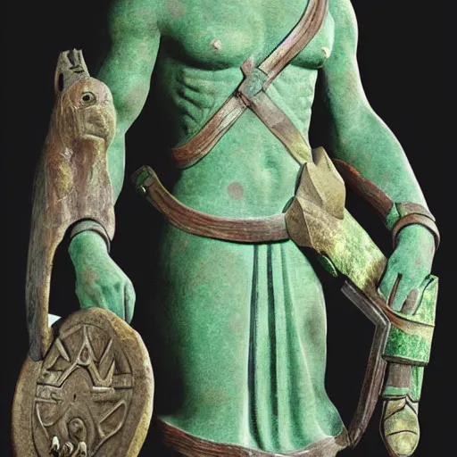 Image similar to an ancient statue of Link .