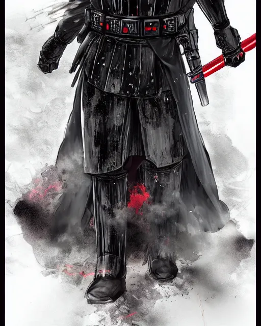 Image similar to an anime portrait of darth vader depicted as a samurai from skyrim, by stanley artgerm lau, wlop, rossdraws, james jean, andrei riabovitchev, marc simonetti, and sakimichan, trending on artstation