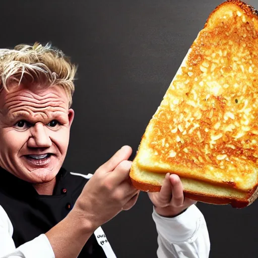 Image similar to Gordon Ramsay microwaving cheese toast