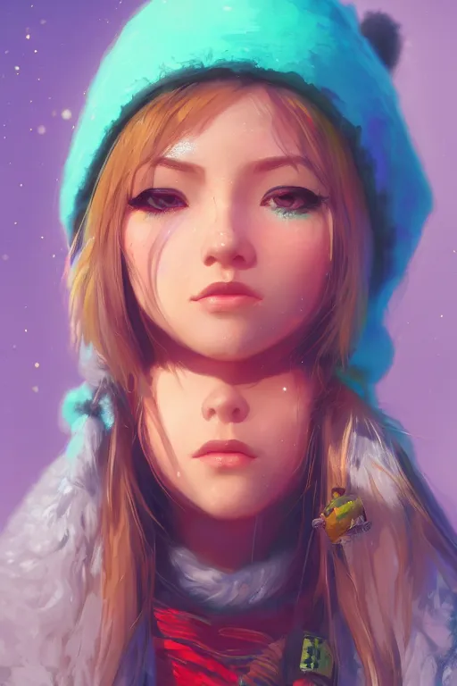 Image similar to cute eskimo girl, vivid colors, high details, cinematic, 8k resolution, beautiful detailed, photorealistic, digital painting, artstation, concept art, smooth, sharp focus, illustration, fantasy background, artstation trending, octane render, unreal engine