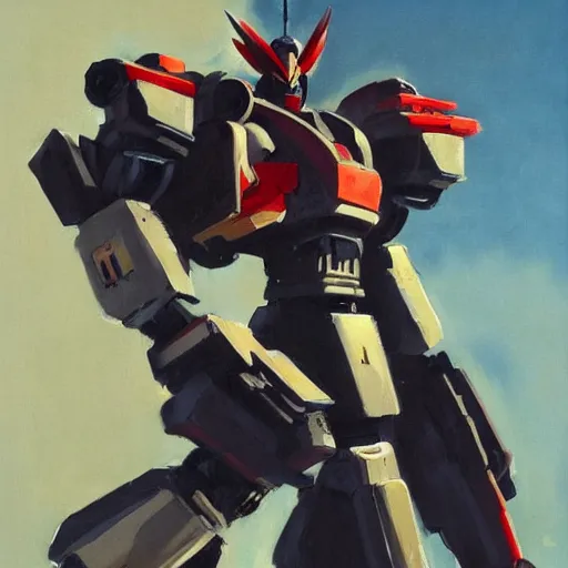 Prompt: ashley wood portrait painting of gunbuster mecha, as overwatch character, medium shot, asymmetrical, profile picture, organic painting, dramatic lighting, matte painting, bold shapes, hard edges, 6 0 s french movie poster, french impressionism, palette knife and brush strokes, dutch angle, trending on artstation, by huang guangjian and gil elvgren and sachin teng