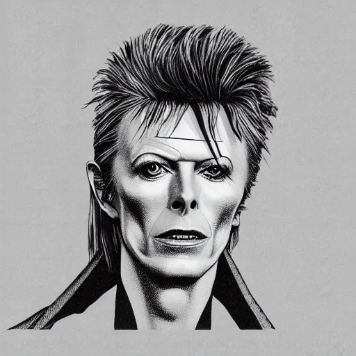 Image similar to illustration of david bowie from the labyrinth