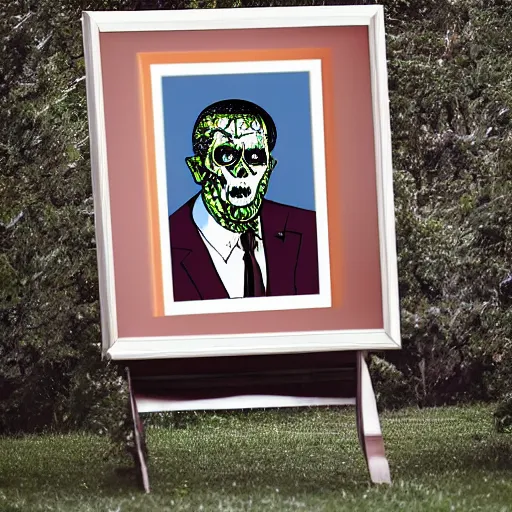 Image similar to Official White House portrait of a zombie President