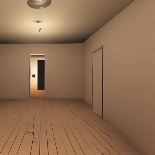 Prompt: The Backrooms liminal space, The Stanley Parable