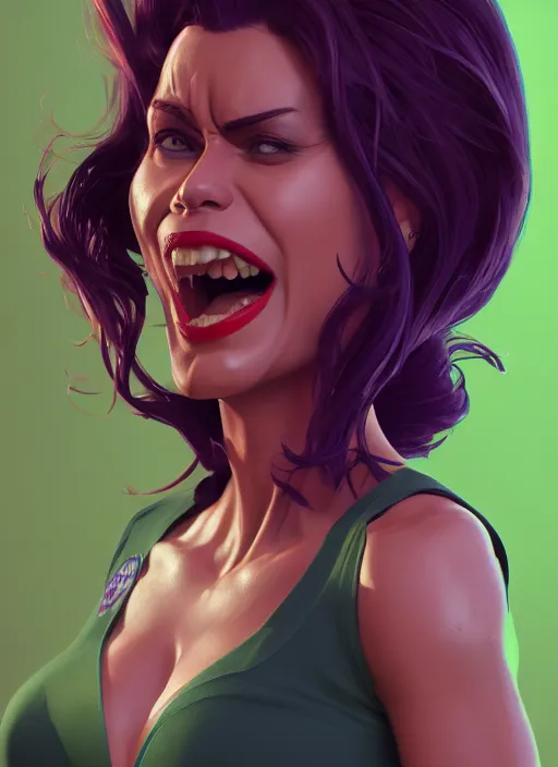 Image similar to she hulk portrait, hyper detailed, digital art, trending in artstation, cinematic lighting, studio quality, smooth render, unreal engine 5 rendered, octane rendered, art style by klimt and nixeu and ian sprigger and wlop and krenz cushart.