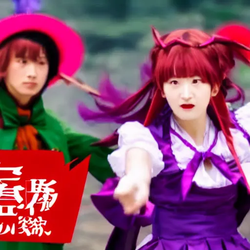 Image similar to live action touhou battle scene