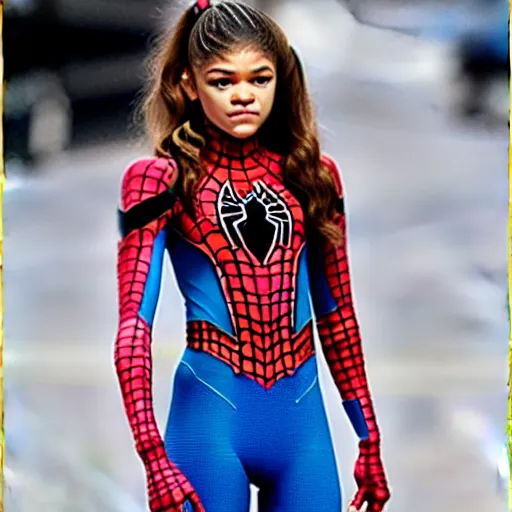 Image similar to Zendaya as spiderman without mask