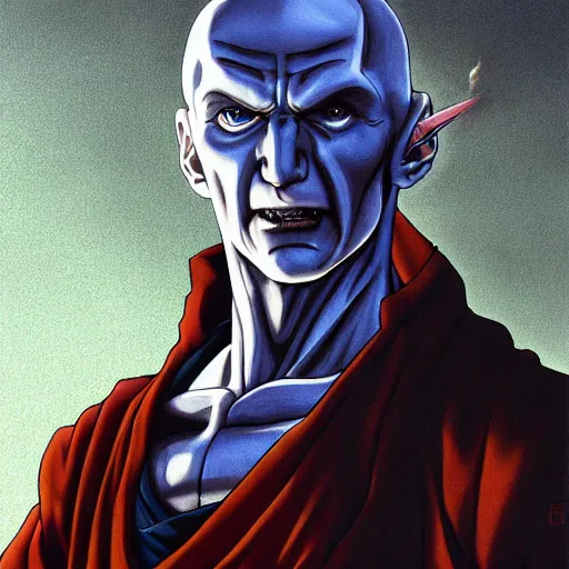 Image similar to portrait painting of voldemort, art by akira toriyama, 4 k, dragon ball artstyle, cel shaded, highly detailed, epic lighting