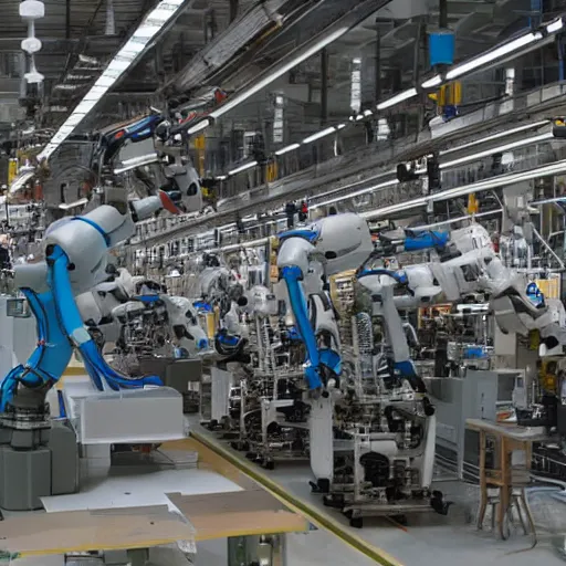 Prompt: photograph of a robot factory, 4K