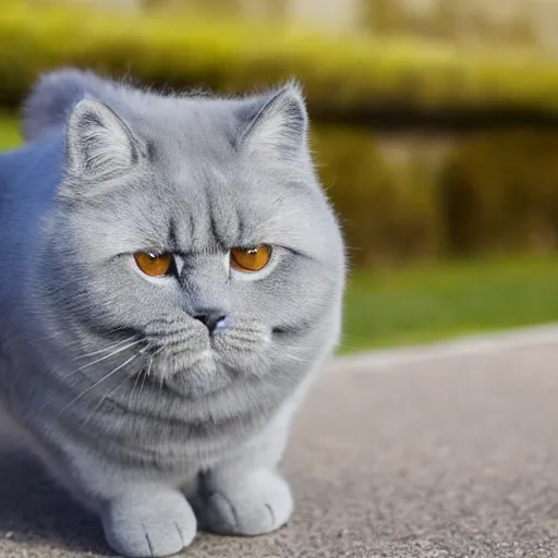 Image similar to a photo of a fluffy roadster whose body is made of a fluffy British Shorthair, cool, realistic, 4k, hd, highly detailed