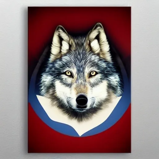 Prompt: retarded wolf portrait, obama poster style