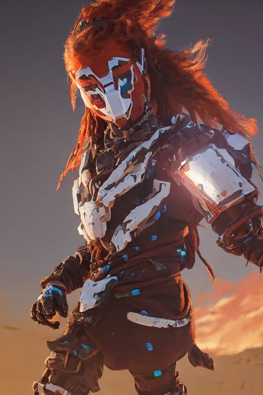 Image similar to combination suit armor aloy horizon forbidden west horizon zero dawn robot ninja mask helmet backpack tribal, aesthetic octane render, 8 k hd resolution, by ilya kuvshinov and cushart krentz and gilleard james radiating a glowing aura cgi rtx 2 0 2 2