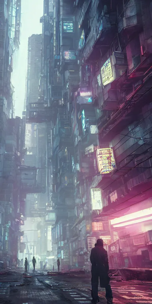 Prompt: a cyberpunk under-dweller in a sprawling Russian Moon city called New Moscow, Koji Morimoto, Akira, Blade Runner, Necromunda, rendered in unreal engine 3D, octane render, volumetric lighting, anti aliasing, clean linework