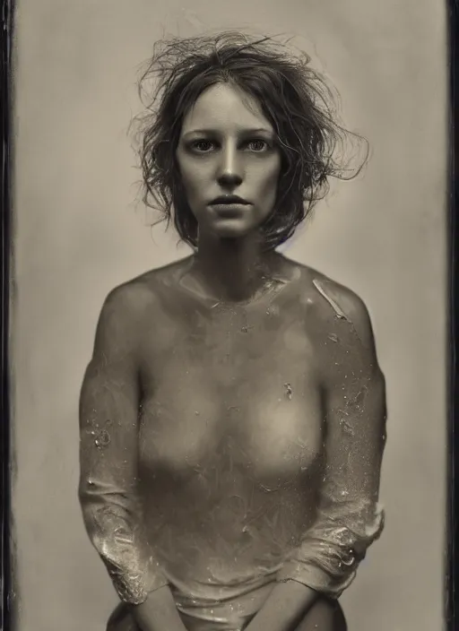 Prompt: portrait of a women, hyperrealism, photo realistic, detailed, award winning photograph, cinematic lighting, ambrotype wet plate collodion by shane balkowitsch