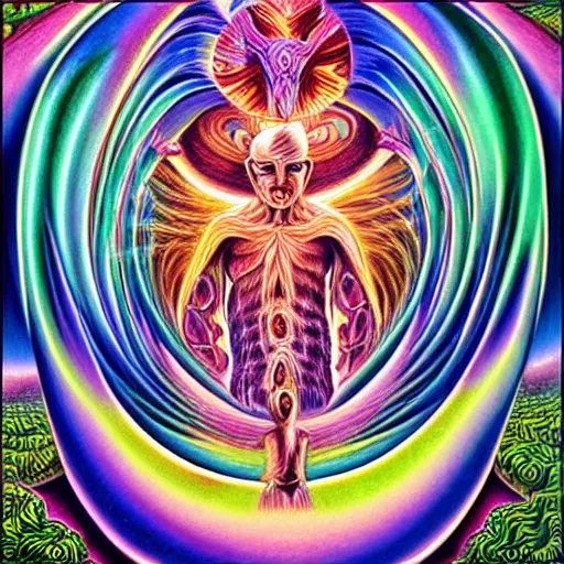 Prompt: valhalla by alex grey