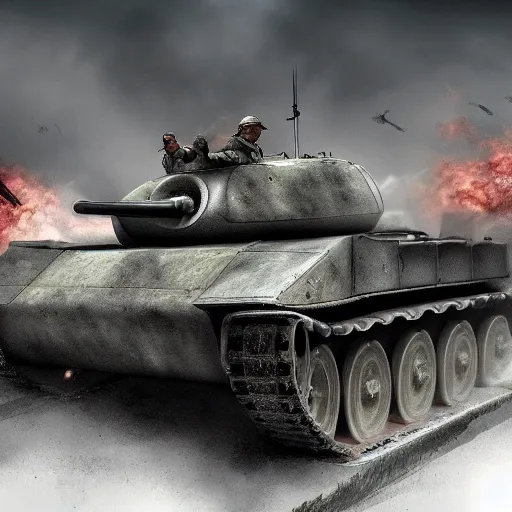 Image similar to WW2 Tank Battle, digital art, realistic, artstation