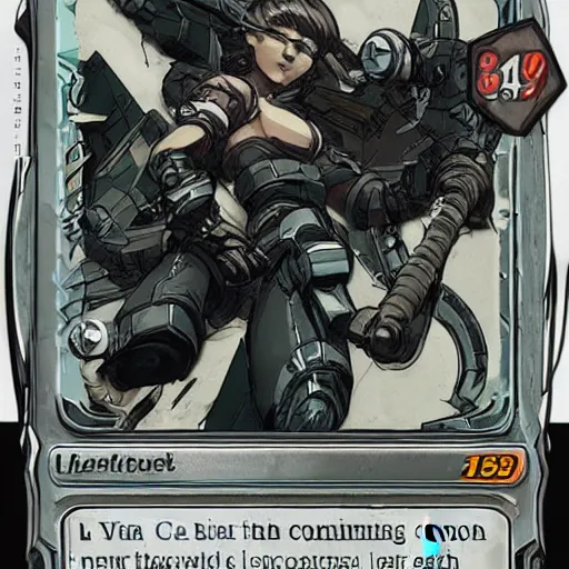 Image similar to car engine concept, comic card style, Hearthstone card, Yoji Shinkawa