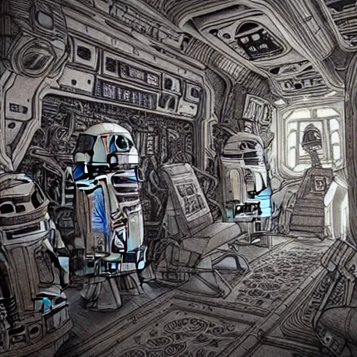 Image similar to highly detailed doodle art of scenes from star wars fanart, detailed and intricate environment