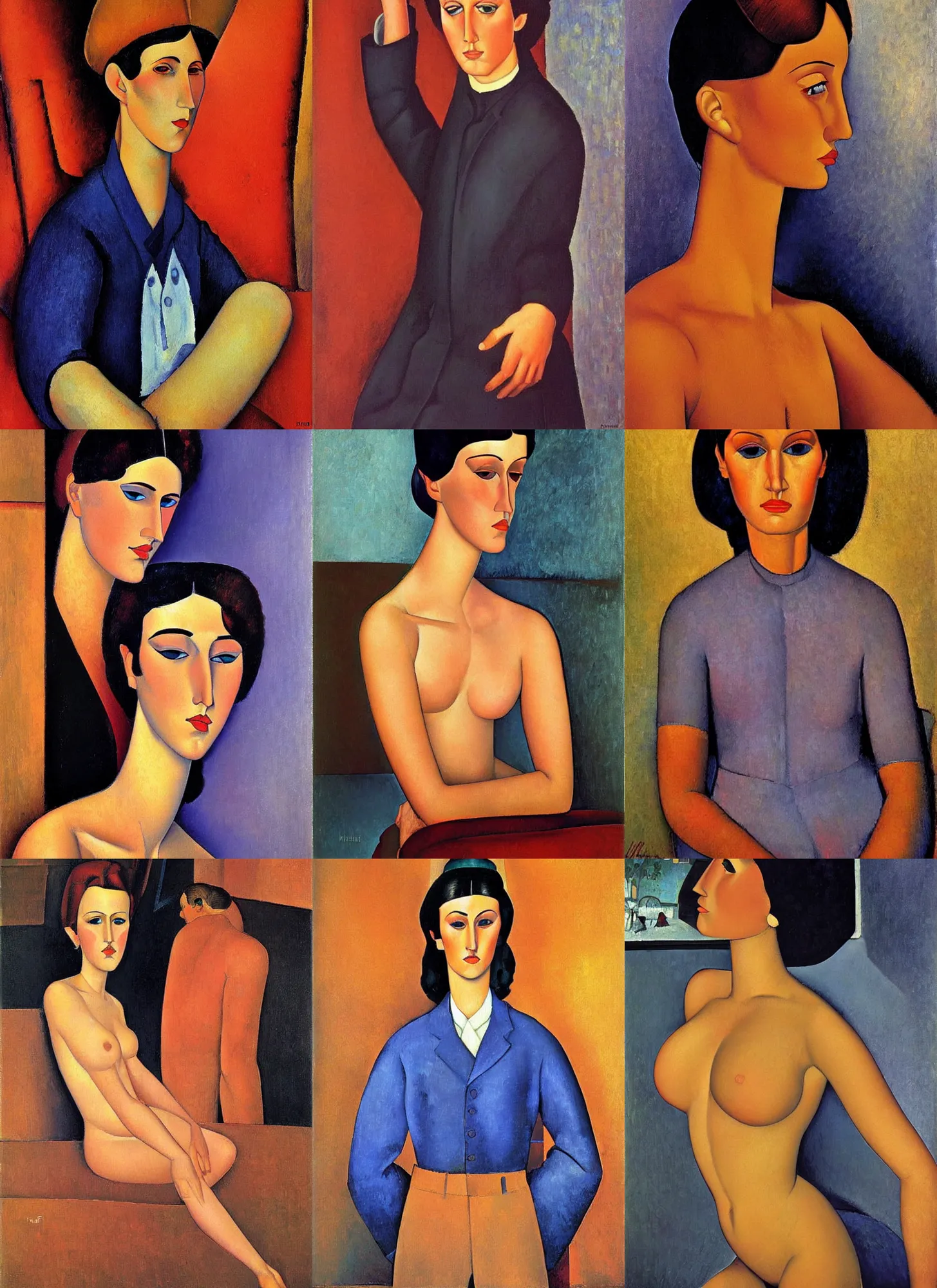 Prompt: painting by modigliani and greg hildebrandt