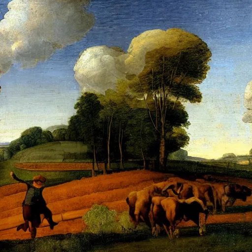 Image similar to Farmer tilling his field by Raphaël,