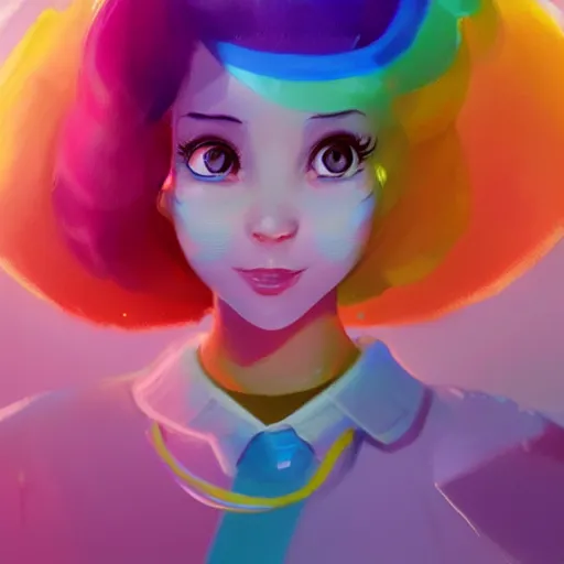 Image similar to painted portrait of a rainbow brite, fantastically pastel colors, octane render, matte painting concept art, official fanart behance hd artstation by jesper elsing, by rhads and makoto shinkai and lois van baarle and ilya kuvshinov and rossdraws