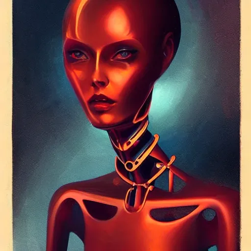 Image similar to a beautiful female robot, elegant pose, by Anato Finnstark, Tom Bagshaw, Brom