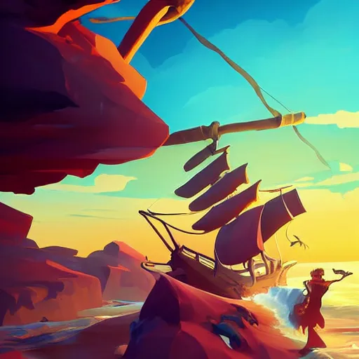 Image similar to painting treasure on sea of thieves game smooth median photoshop filter cutout vector, behance hd by jesper ejsing, by rhads, makoto shinkai and lois van baarle, ilya kuvshinov, rossdraws global illumination