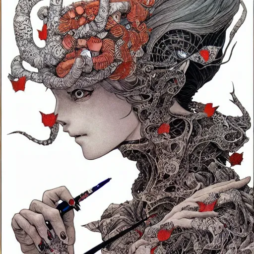 Image similar to prompt: Portrait painted in Mobius style drawn by Vania Zouravliov and Takato Yamamoto, inspired by Fables, intricate acrylic gouache painting, high detail, sharp high detail, manga and anime 2000