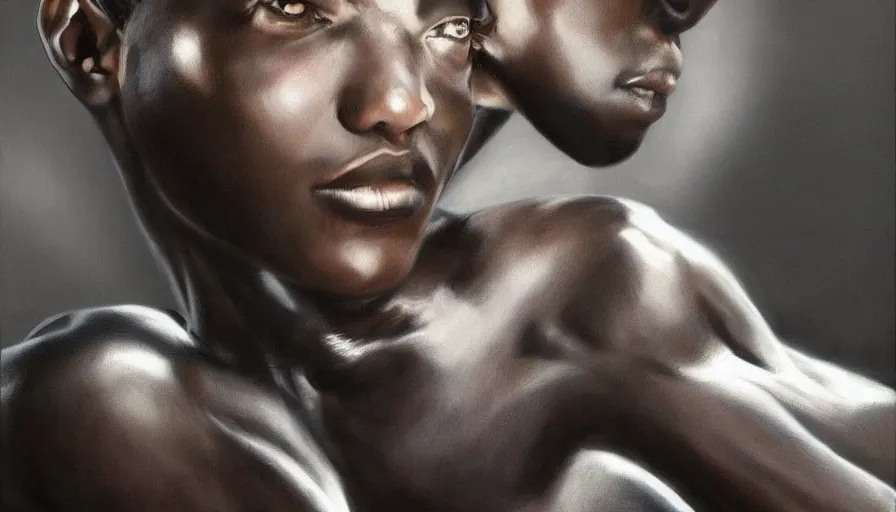 Image similar to The black Apollo, beautiful realistic artwork on artstation
