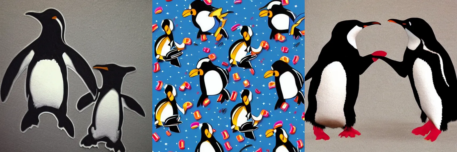 Prompt: penguins dancing in the disco