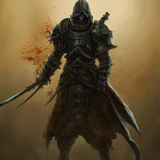 Prompt: a us marine in the style of dark souls and elden ring, highly detailed, hyperrealistic, artgerm