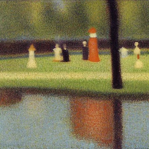 Prompt: a day at the warande, helmond, the netherlands made by georges seurat, oil painting