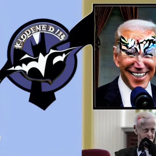 Prompt: joe biden awards batman with the presidential medal of freedom