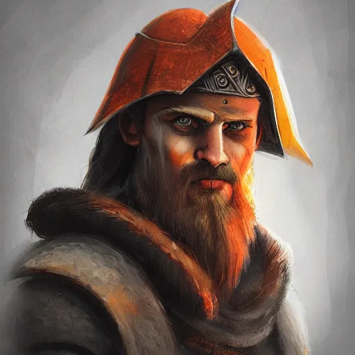 Image similar to fantasy orange viking, portrait, d & d, science fiction, concept art, matte, sharp focus, illustration, concept art,