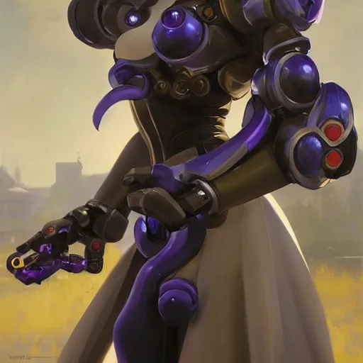 Image similar to greg manchess portrait painting of robotic violet evergarden as overwatch character, medium shot, asymmetrical, profile picture, organic painting, sunny day, matte painting, bold shapes, hard edges, street art, trending on artstation, by huang guangjian, gil elvgren, ruan jia, greg rutkowski, gaston bussiere