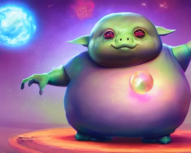 Prompt: 3D Fantasy Cute and adorable chubby alien piggy in space, huge adorable eyes, bright stars, Smooth 3D Illustration, soft render, Servando Lupini, Daniil Kudriavtsev, handpaint texture, Blender, 3DCoat