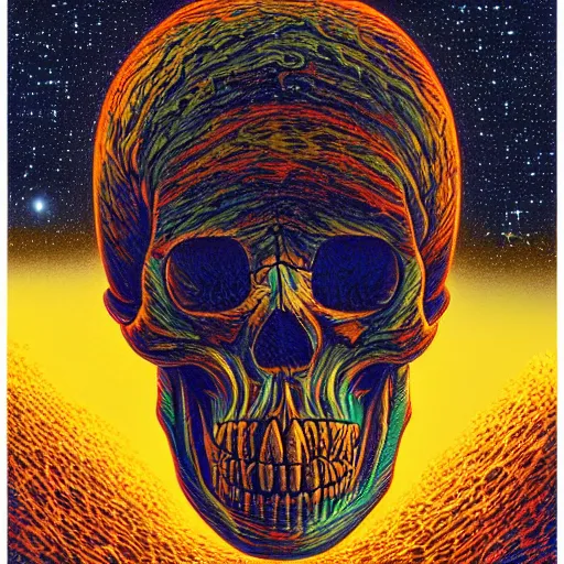 Image similar to ngc 3132 melting mysterious skull landscape by Casey Weldon, dan mumford 8k ultra high definition, upscaled, perfect composition , golden ratio, edge of the world, image credit nasa nat geo