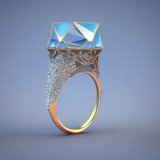 Image similar to diamond magic ring fantasy item, 8 k, fantasy, realistic, volumetric lighting, mood lighting, product view, rendered in cinema 4 d